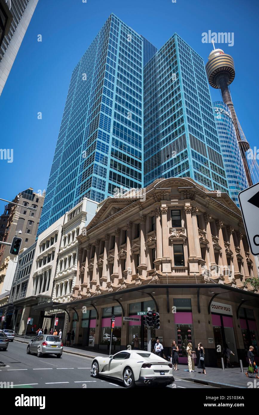 Bâtiment ancien et architecture de bureau contemporaine, quartier central des affaires, CBD, Sydney, Nouvelle-Galles du Sud, Australie Banque D'Images