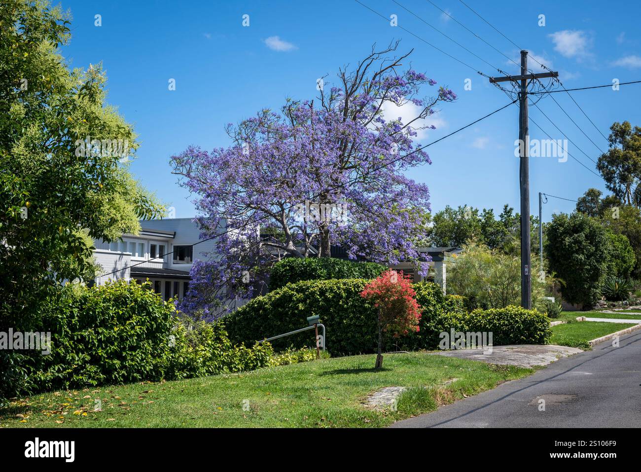 Castlecrag, une banlieue de la basse-Côte-Nord, initialement conçue comme une banlieue modèle par Walter Burley Griffin et Marion Mahony Griffin, Sydney, Nouvelle-Galles du Sud, Banque D'Images