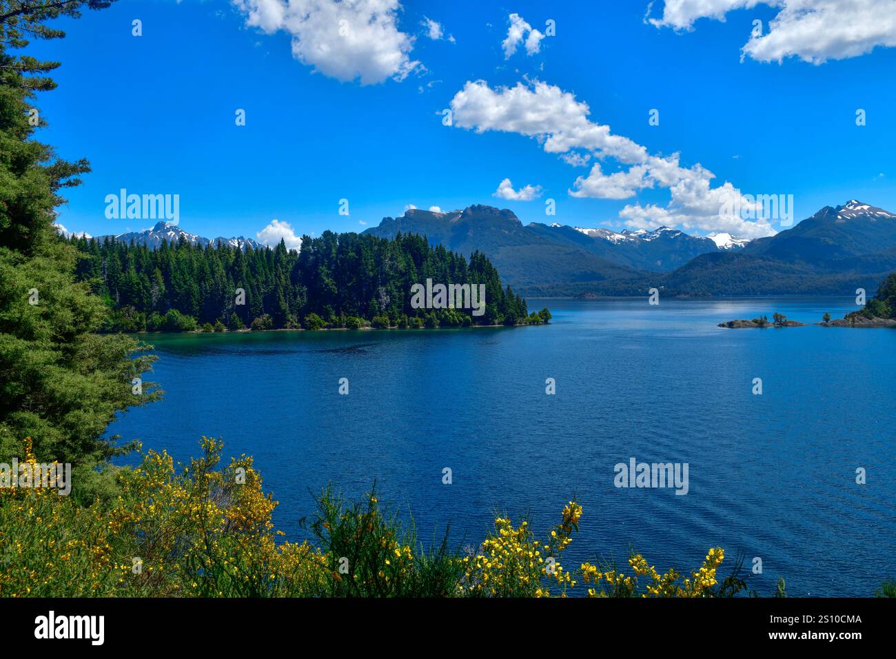 Lac Correntoso sur la route des sept lacs, province de Neuquén Argentine Banque D'Images