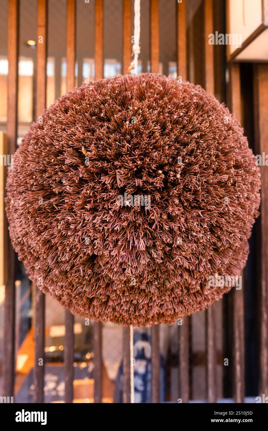 Balle de Sugidama devant un magasin de saké japonais Banque D'Images