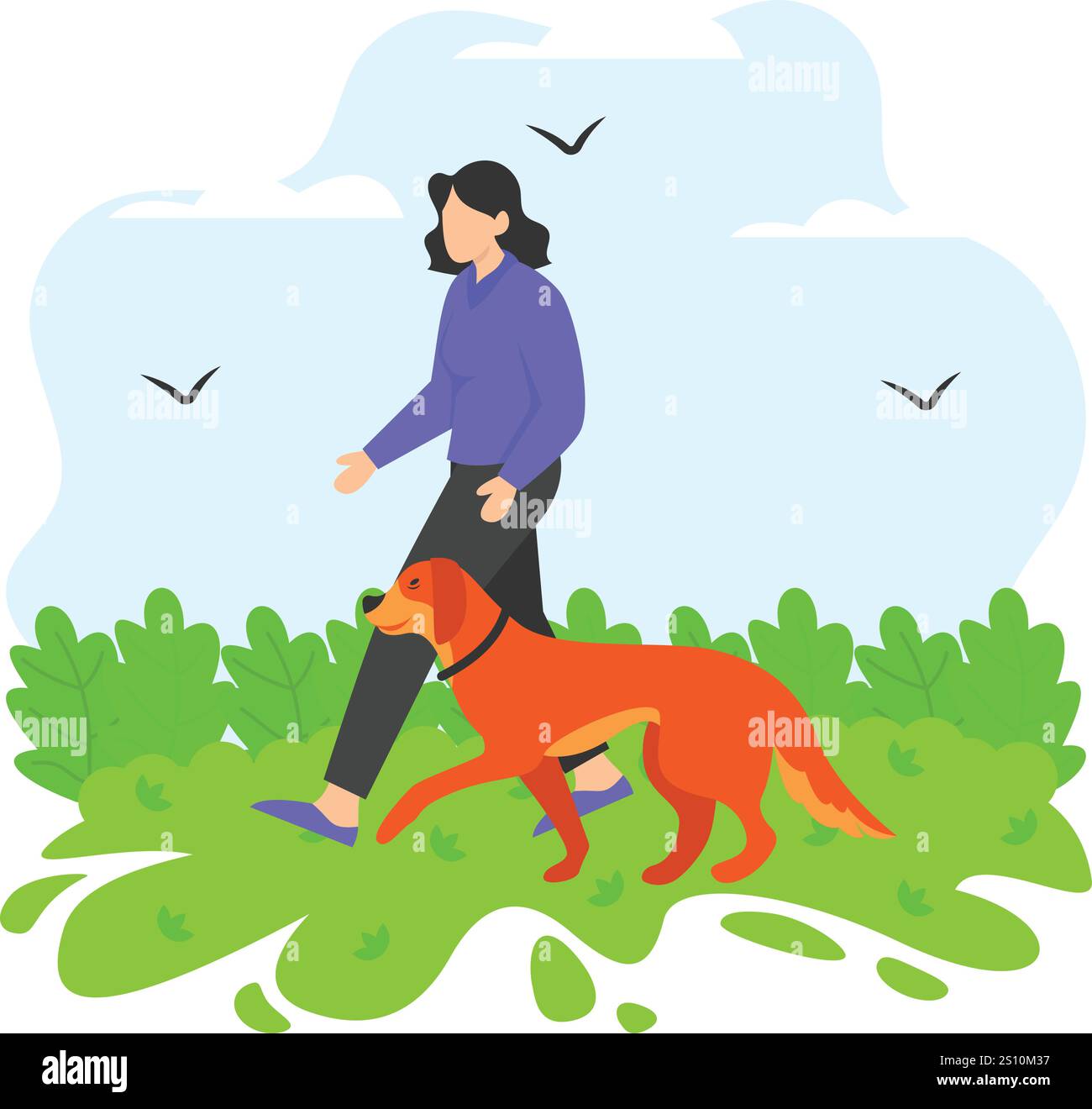 Chien femelle se promenant ou concept Walker, femme promenant son chien ou chien conception d'icône de couleur vectorielle de garderie, animal de compagnie d'accueil et symbole d'hôtel, animaux de chenil Illustration de Vecteur