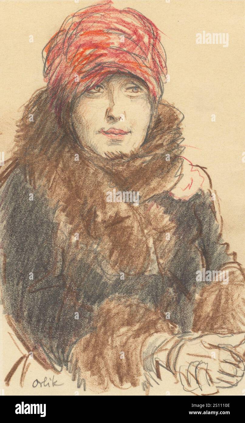 Emil Orlik (Tchèque, 1870-1932) - femme en chapeau et manteau Banque D'Images