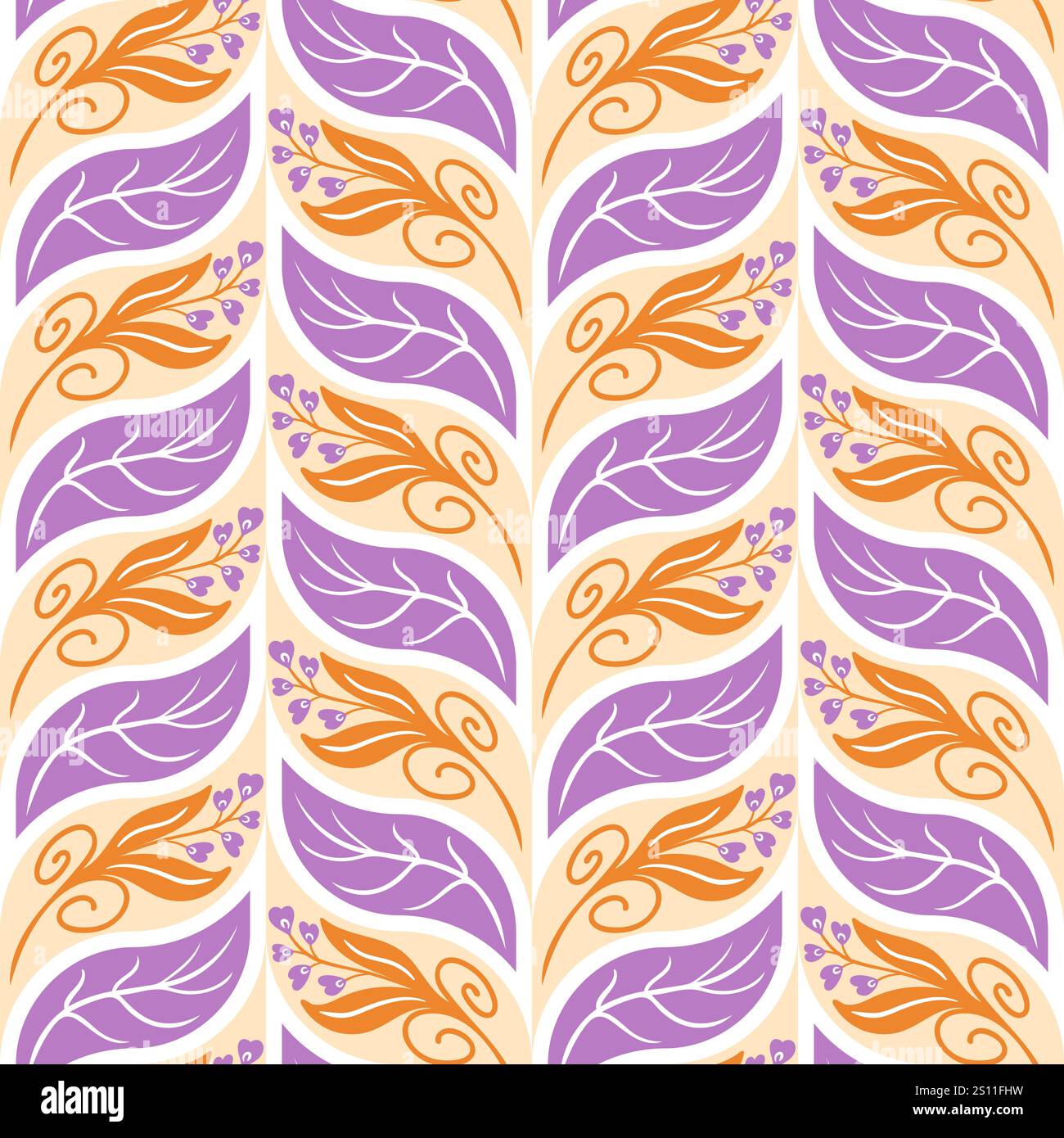 Motif abstrait sans couture avec des motifs de blé, des fleurs et des feuilles dans un style de design plat. Cette illustration vectorielle ajoute une touche moderne à tout proj Illustration de Vecteur