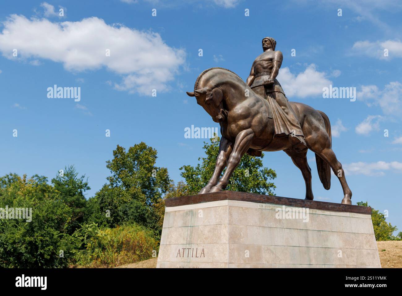Staue d'Attila le Hun à cheval, Vac, Hongrie Banque D'Images