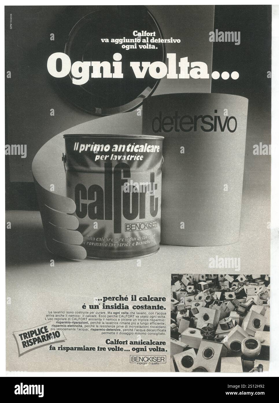 1977 Italien Calfort Anticalcare anti calcaire pour lave-linge annonce Banque D'Images