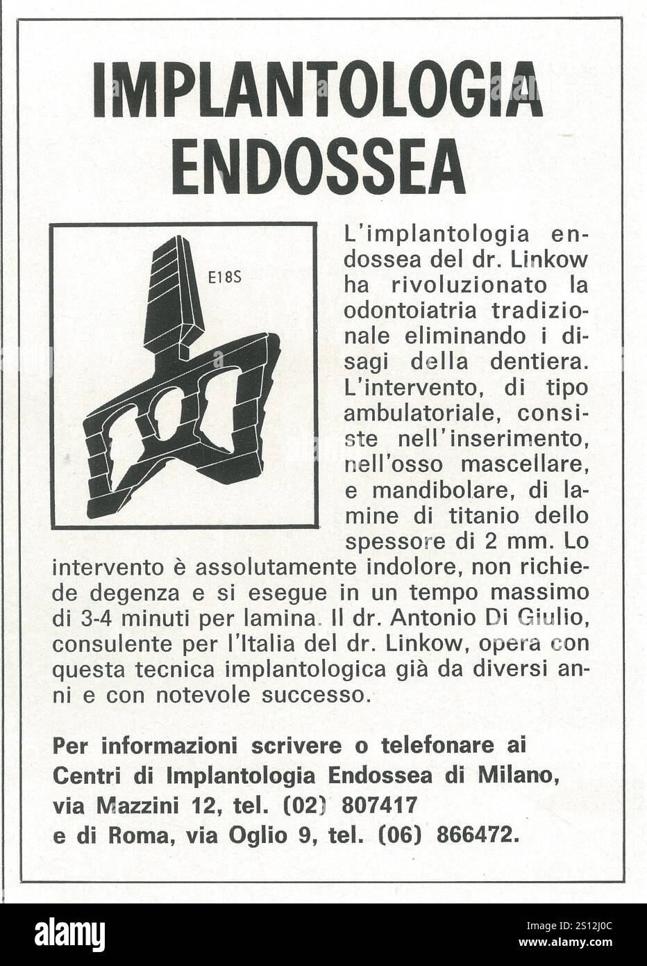 1977 Italian Dr. Implant dentaire de Linkow Banque D'Images