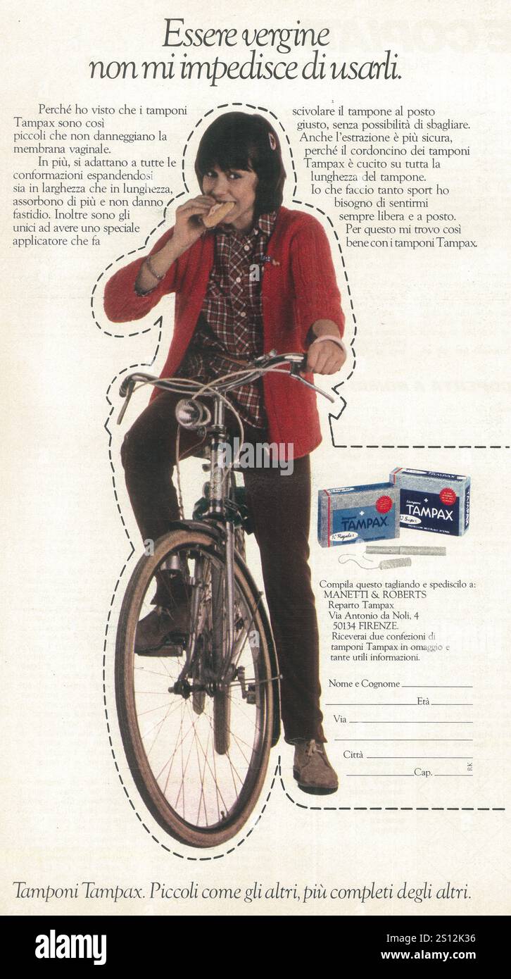 1979 Tampax italien tampons ad Banque D'Images