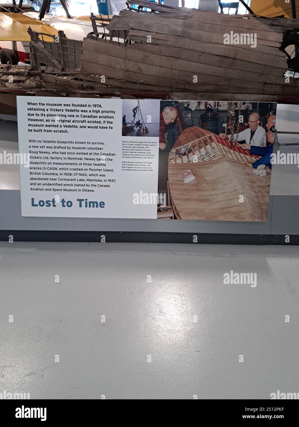 Panneau perdu dans le temps au Musée royal de l'aviation de l'Ouest du Canada à Winnipeg, Manitoba, Canada Banque D'Images