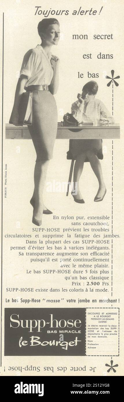 Publicité française pour le Bourget Supp-Hosiers 1959 Banque D'Images