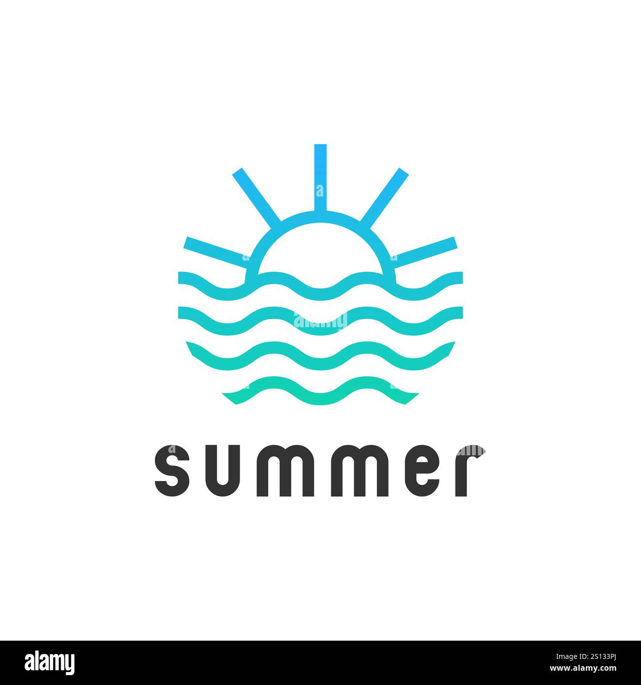 Modèle de conception de logo Ocean Sun Waves Illustration de Vecteur