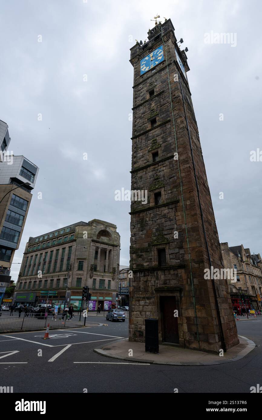 Glasgow, Écosse - 13 juillet 2024 : le clocher de péage à Glasgow Cross, construit en 1625-26 à Glasgow, Royaume-Uni. Banque D'Images