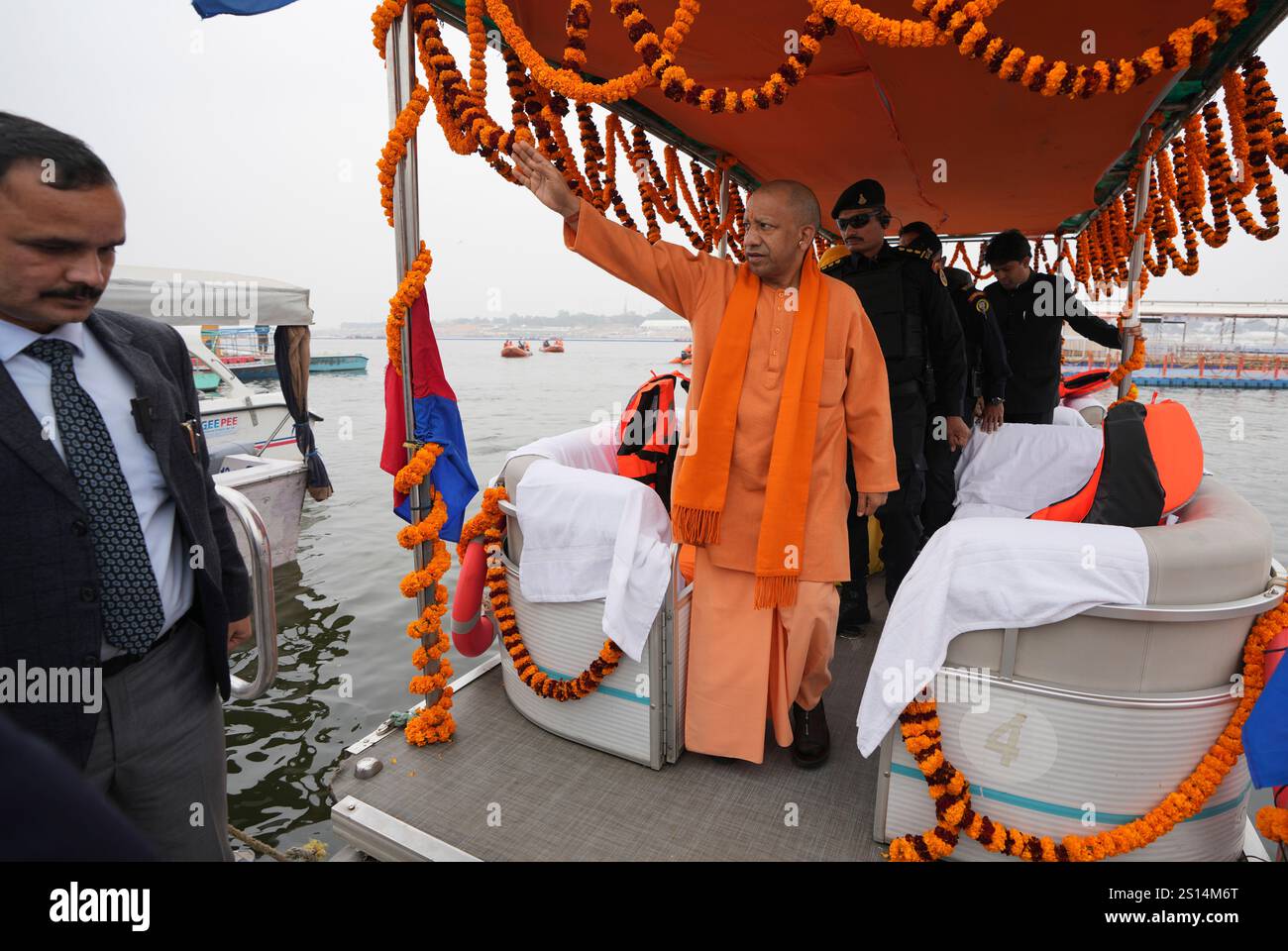 Uttar Pradesh Chief Minister Yogi Adityanath Sangam gestures to ...