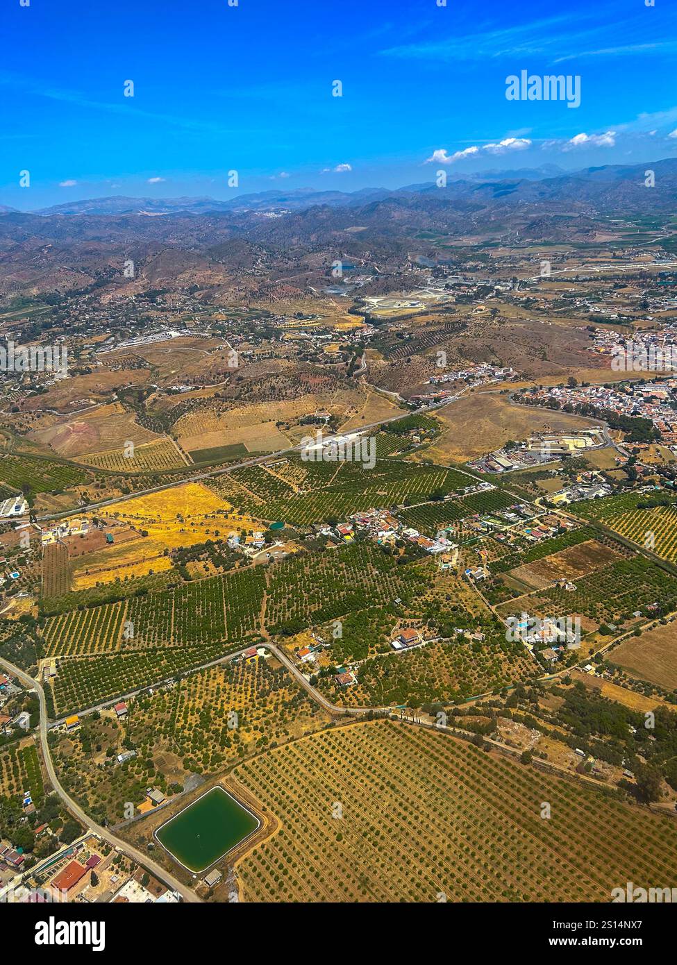 Cartama, Espagne, Grand angle, vue aérienne paysage Banque D'Images