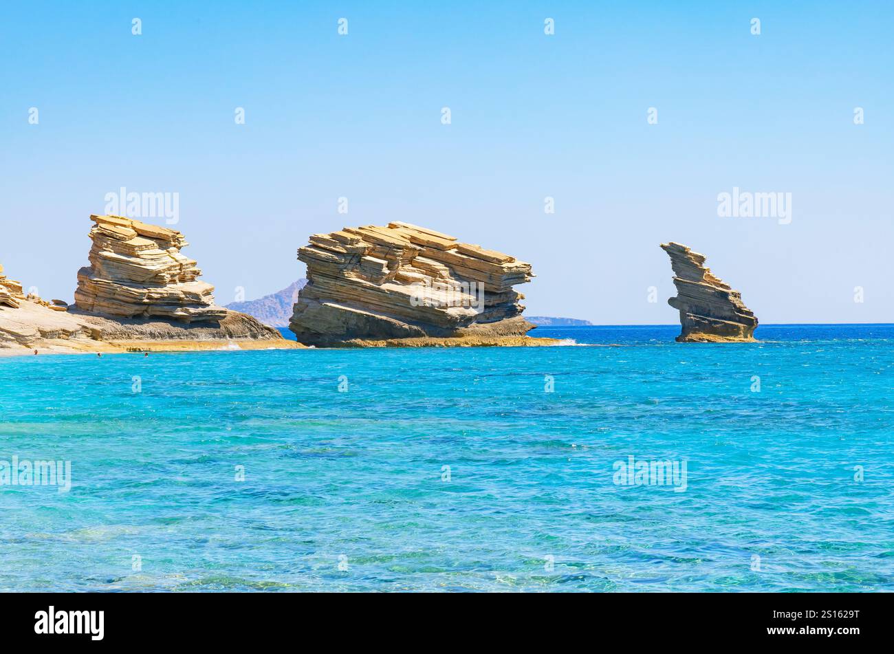 'Les trois pierres' se trouvant à la plage de Triopetra, Triopetra, sud de la Crète, Crète, Iles grecques, Grèce Banque D'Images