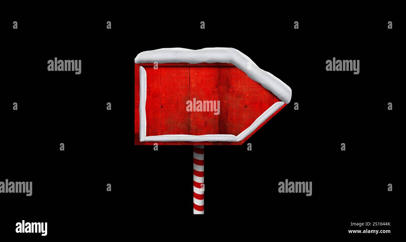 Image du signe rouge de noël avec espace de copie et lumières de fée scintillant sur fond noir Banque D'Images