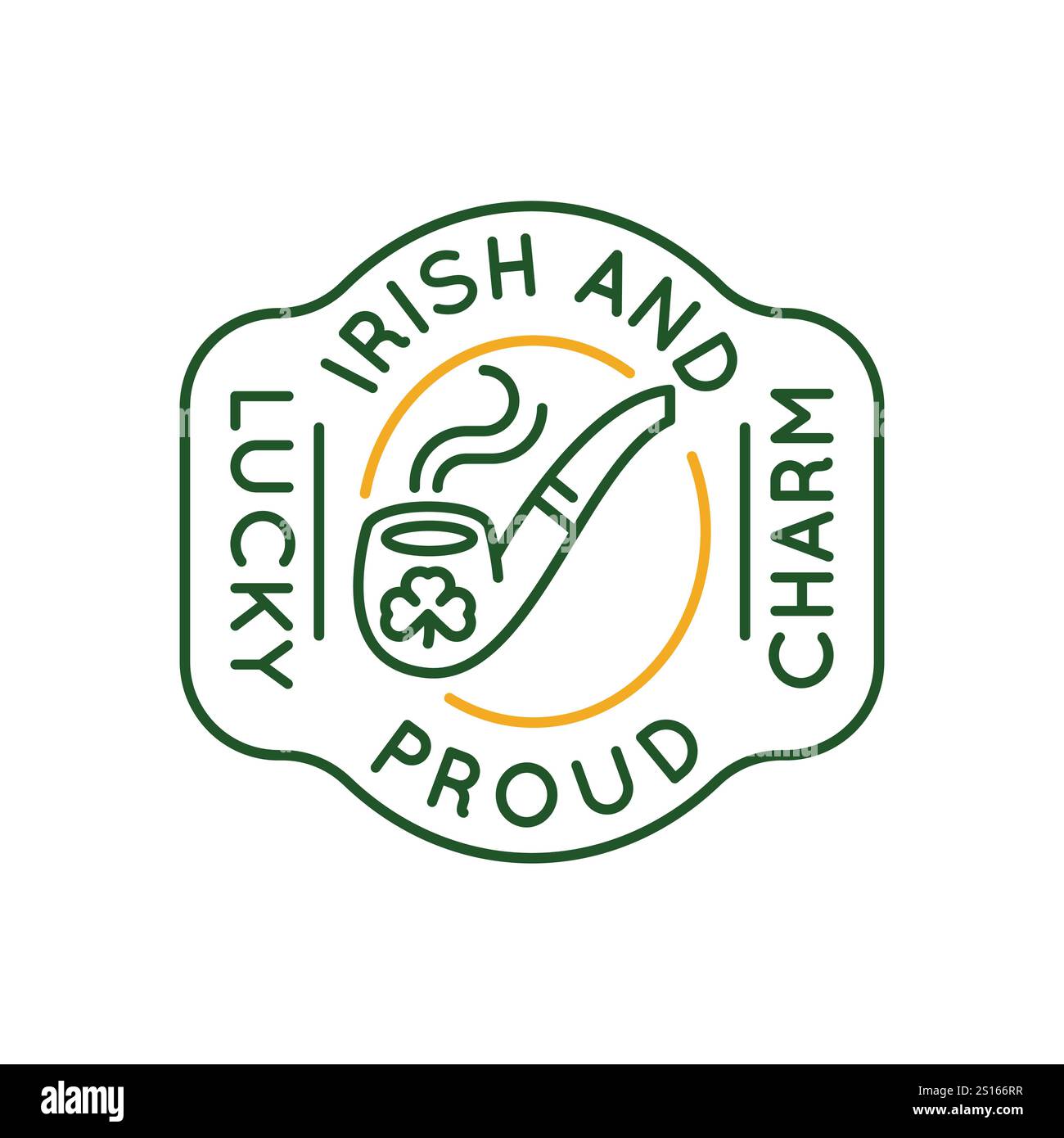 Logo simple avec icône de pipe irlandaise et fière Illustration de Vecteur