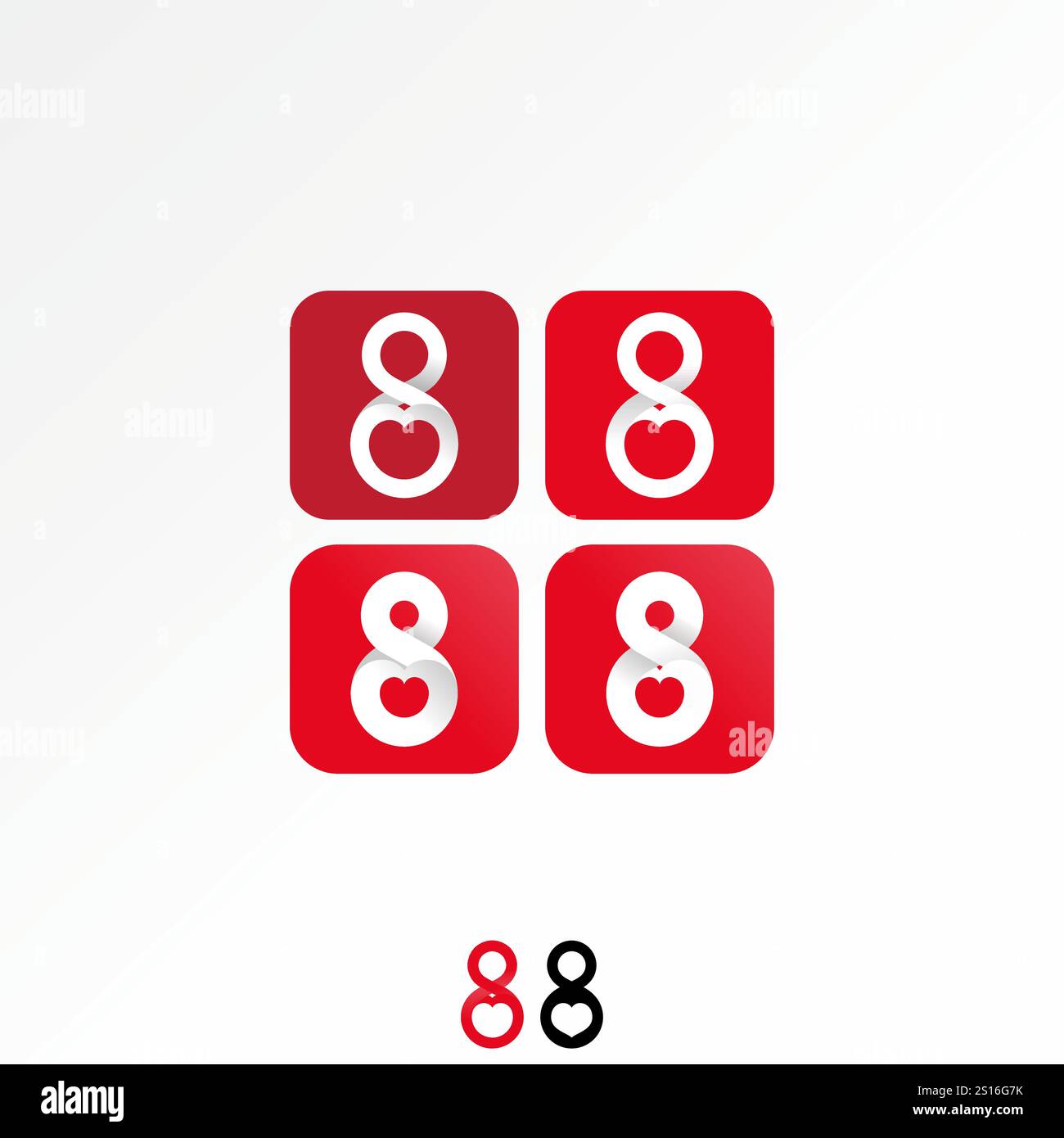 Conception de logo concept graphique créatif premium vecteur stock image graphique lettre numéro 8 font APP Love Negative space Sweet monogram romance branding Illustration de Vecteur