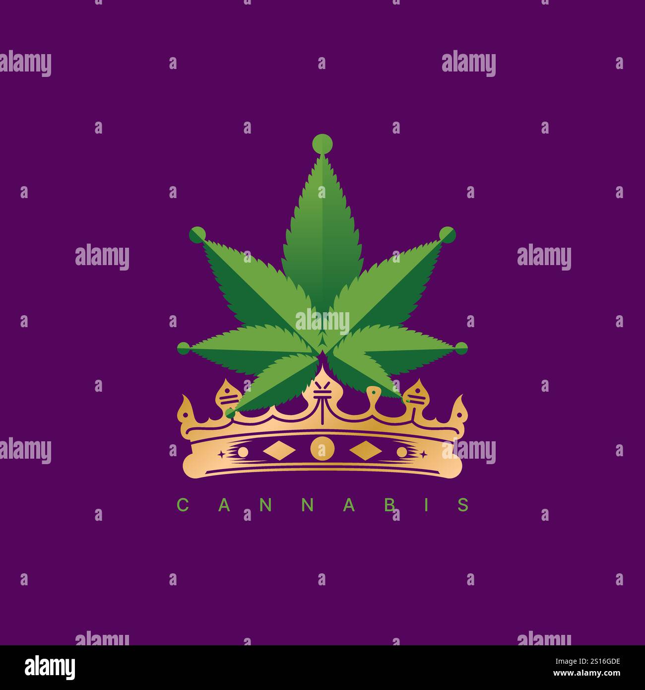 Conception de logo concept graphique créatif vecteur premium image stock graphique unique Crown Elegance 3D cannabis Leaf CBD Death cigarette tattoo nature marque Illustration de Vecteur
