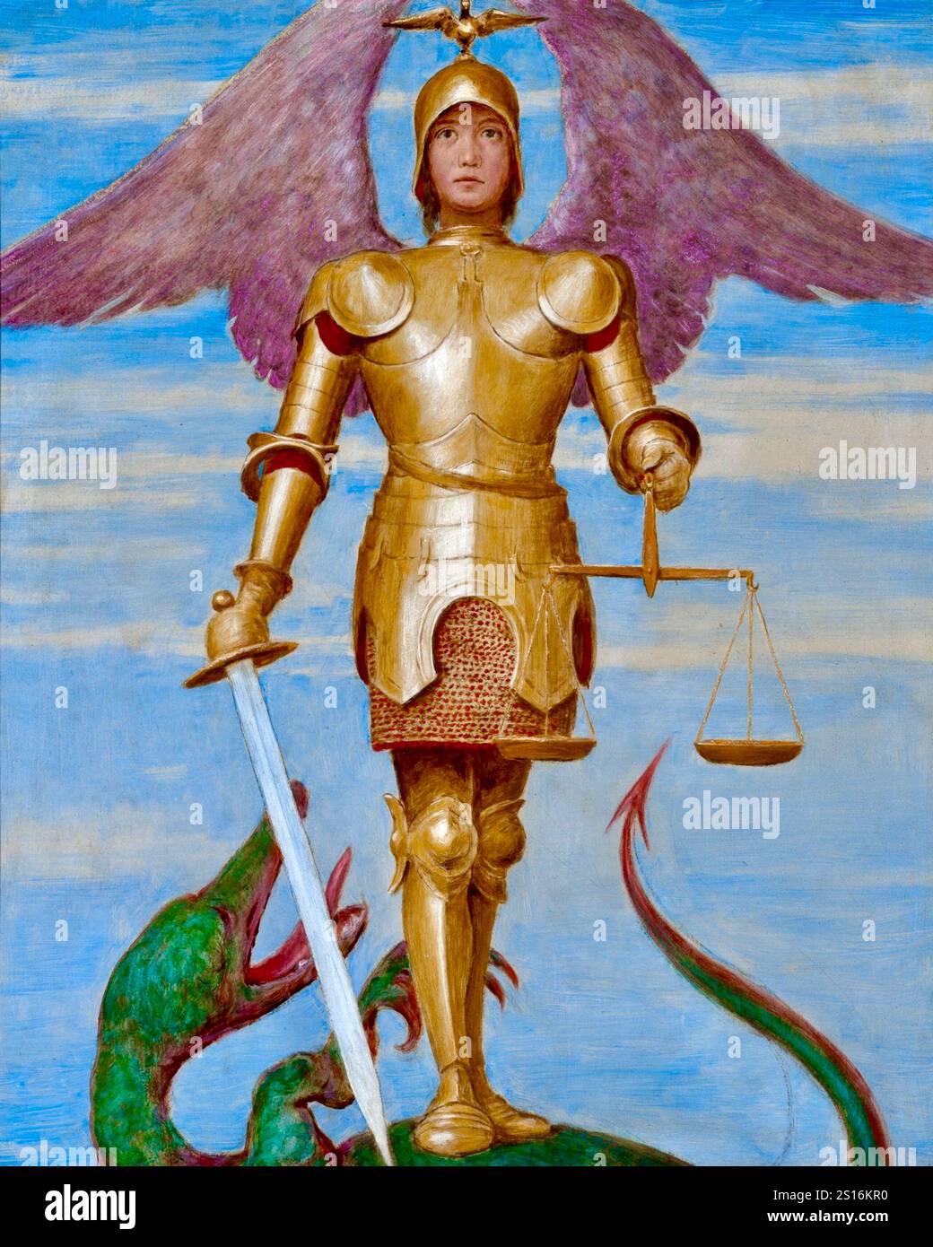 Hans Thoma - septembre - Saint Michael pesant les âmes - 1906 Banque D'Images