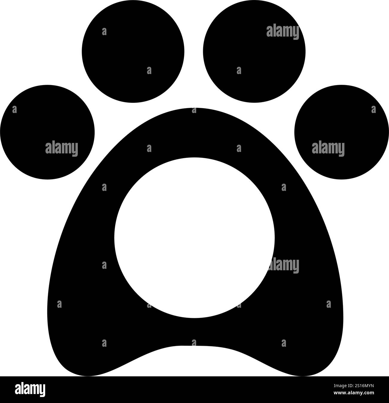 Impression de patte d'animal propre et moderne en noir avec un espace pour le monogramme, parfait pour les décalcomanies, les vêtements ou les matériaux de marque, format vectoriel Illustration de Vecteur