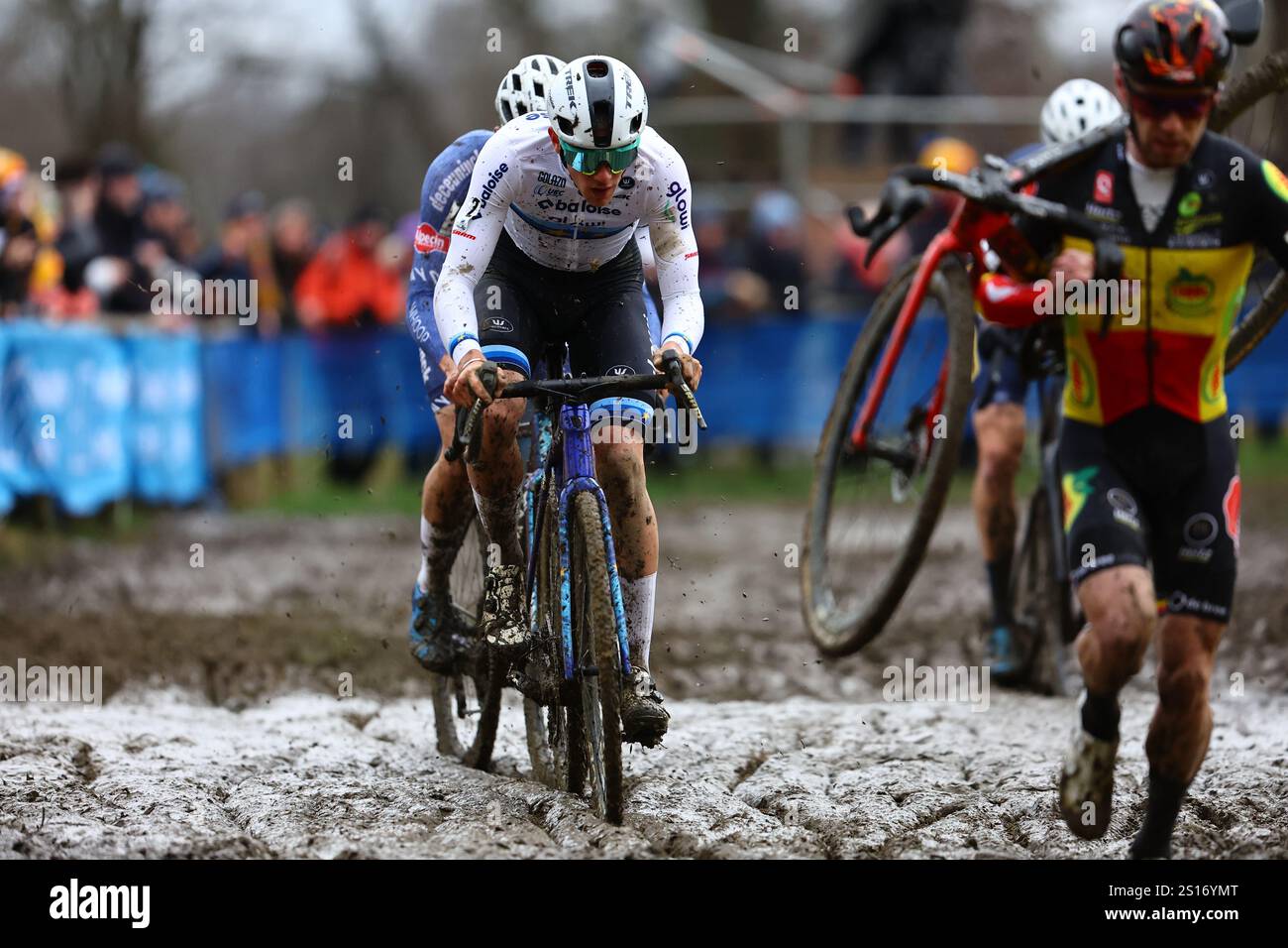 Baal, Belgique. 1er janvier 2025. Le belge Thibau Nys photographié en action lors de la course d'élite masculine de l'épreuve cycliste de cyclocross 'GP Sven Nys' le mercredi 01 janvier 2025 à Baal, étape 5/8 de la compétition X2O Badkamers 'Trofee Veldrijden'. BELGA PHOTO DAVID PINTENS crédit : Belga News Agency/Alamy Live News Banque D'Images