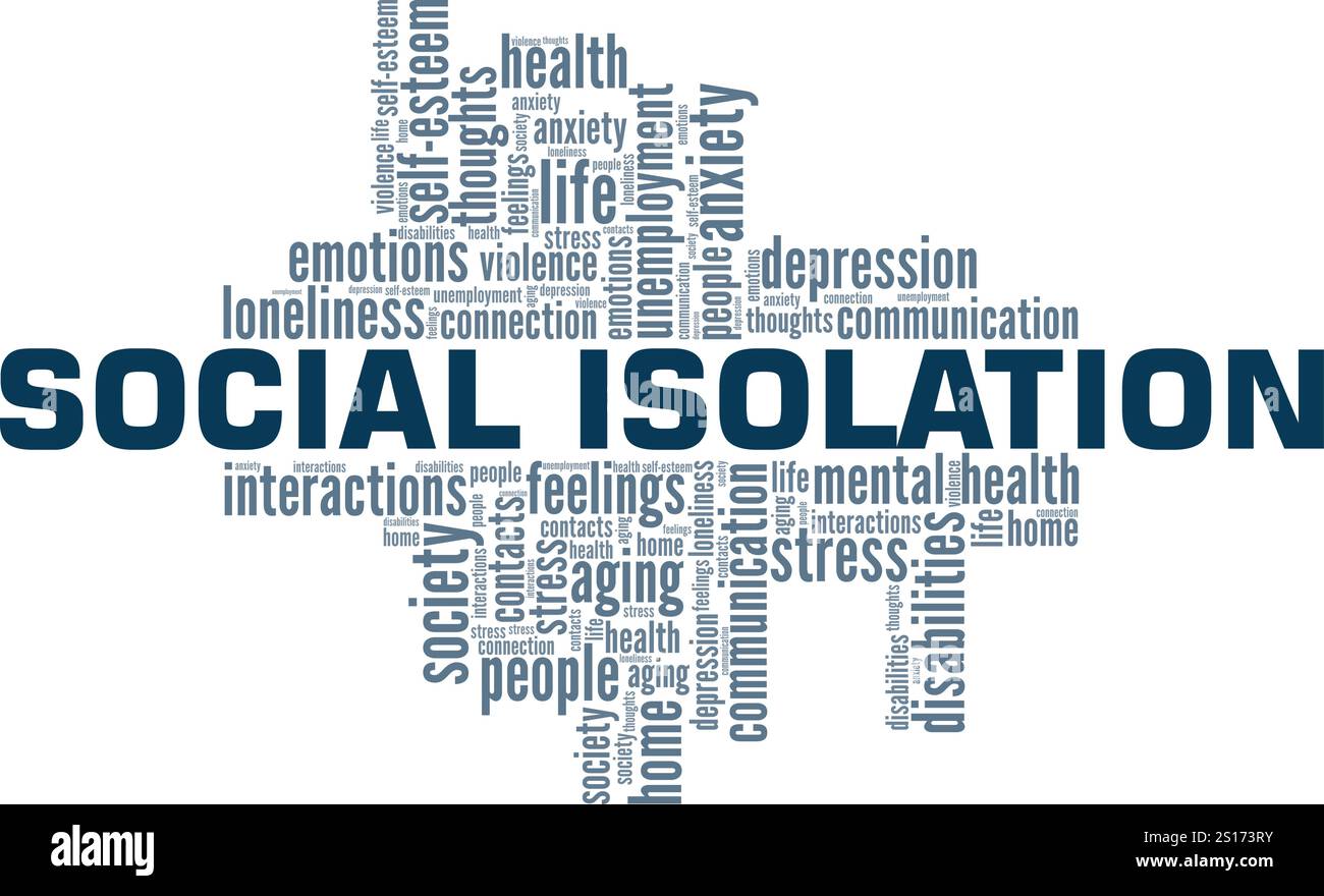 Social isolation Word Cloud conception conceptuelle isolé sur fond blanc. Illustration de Vecteur