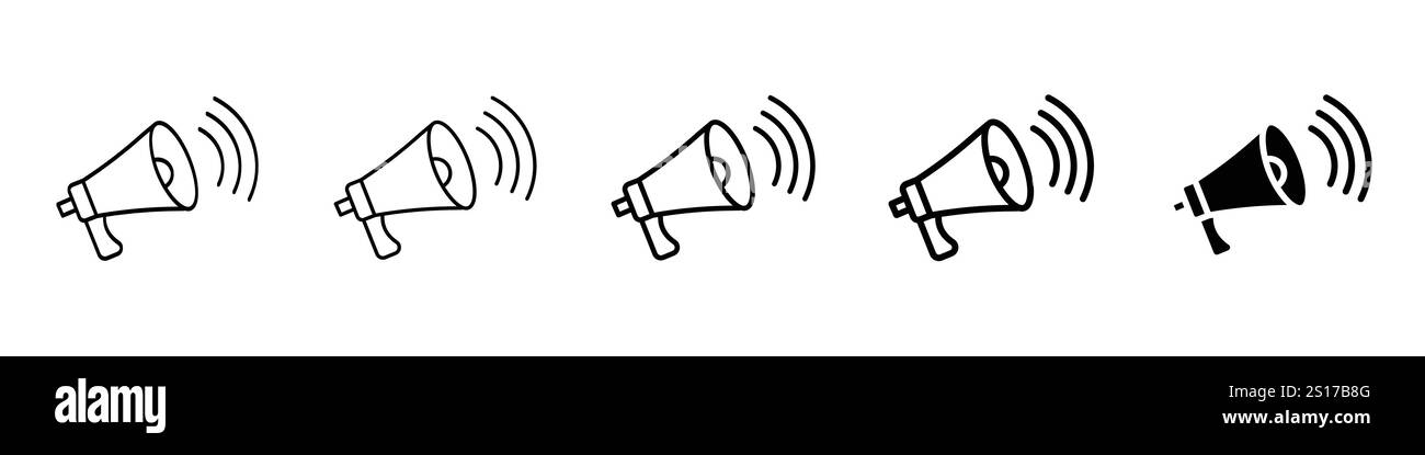 Ensemble de 5 icône de mégaphone - 1 Silhouette - 1 vecteur non développé - icônes de mégaphone symbole de mégaphone électrique avec son icône de haut-parleur mégaphone recueillir Illustration de Vecteur