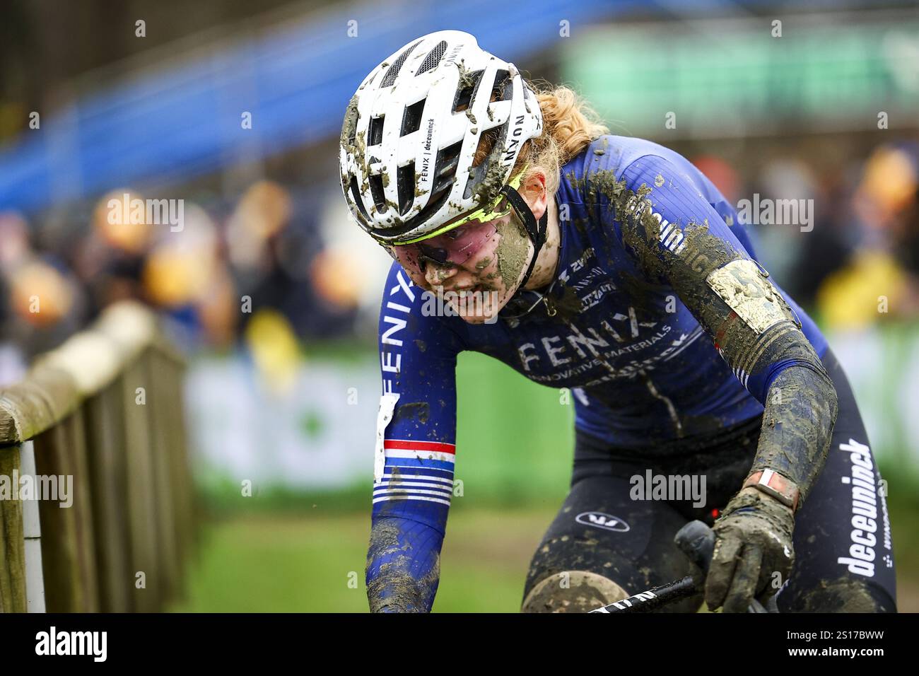 Baal, Belgique. 1er janvier 2025. Dutch Puck Pieterse photographiée en action lors de la course d'élite féminine de l'épreuve cycliste de cyclocross 'GP Sven Nys' le mercredi 1er janvier 2025 à Baal, étape 5/8 de la compétition X2O Badkamers 'Trofee Veldrijden'. BELGA PHOTO DAVID PINTENS crédit : Belga News Agency/Alamy Live News Banque D'Images