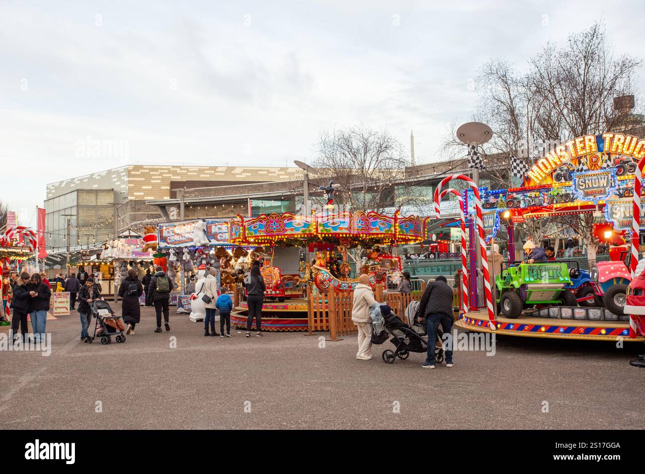 Parc d'expositions temporaire au centre commercial Liverpool One pour la période de noël Banque D'Images