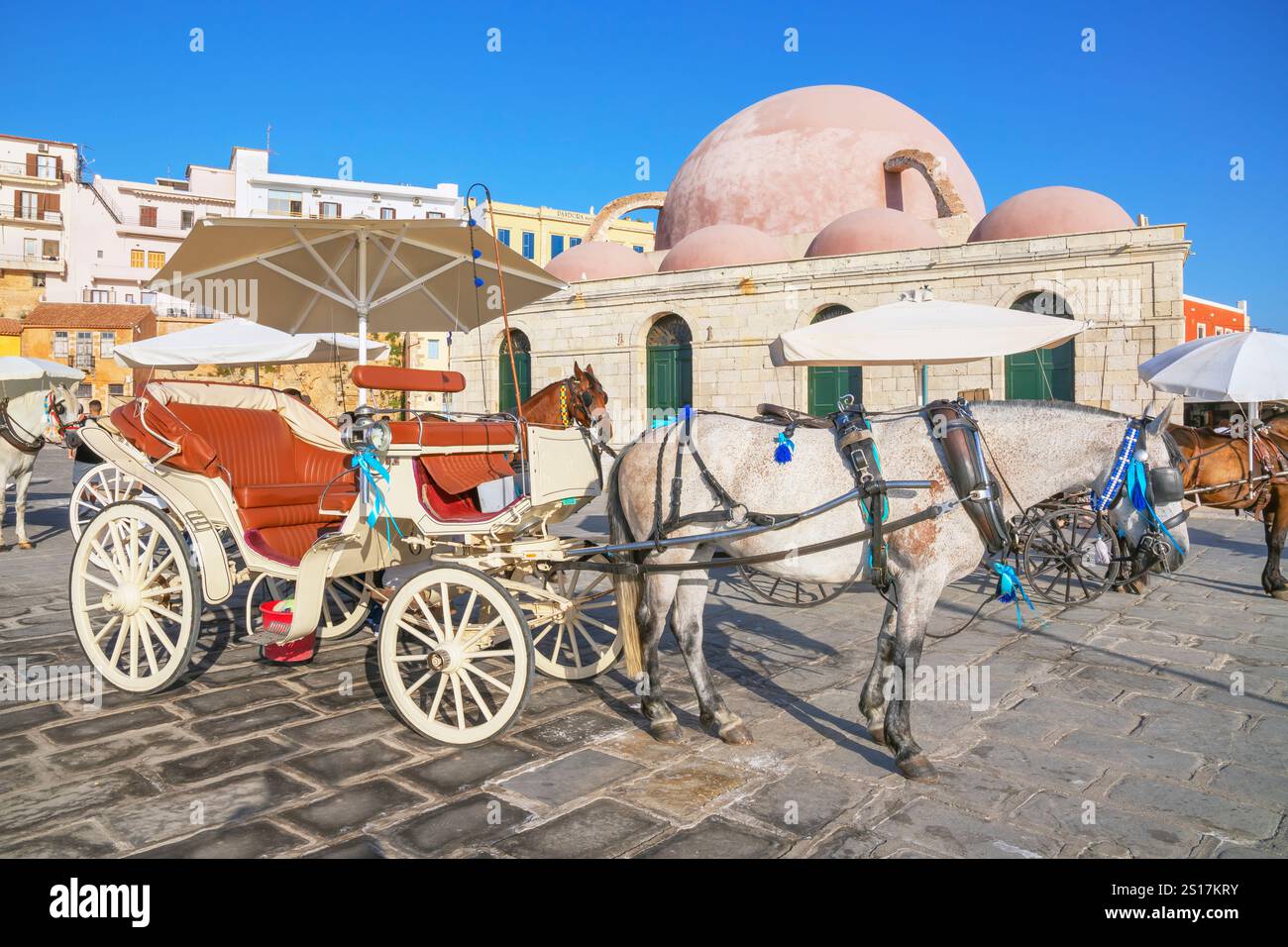 Calèche, Canée, Crète, Iles grecques, Grèce Banque D'Images