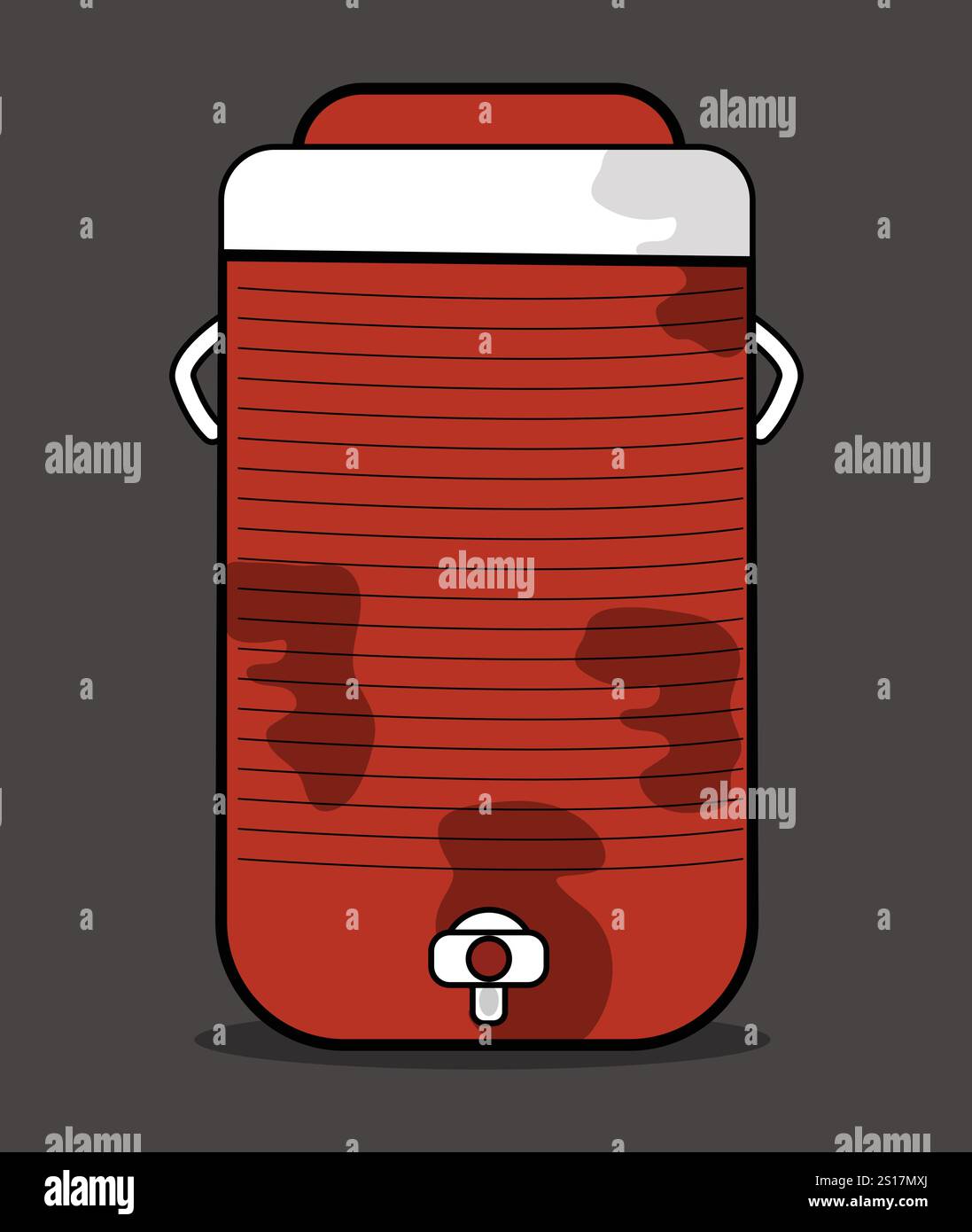 Refroidisseur d'eau orange isolé sur fond blanc.karachi refroidisseur d'eau indien, refroidisseur d'eau maison. Bureau de bouteille, plastique et liquide. Eau froide grise. Illustration de Vecteur