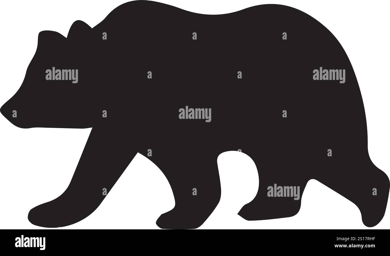 Silhouette d'ours vectoriel isolée sur fond blanc Bear Icon logo de symbole moderne. Silhouette d'ours marchant de vecteur isolée sur fond blanc Illustration de Vecteur