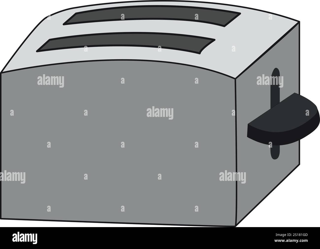 Grille-pain gris pour pain grillé pour le petit déjeuner à l'intérieur isolé sur fond bleu. Pain grillé. Vecteur. Illustration de Vecteur
