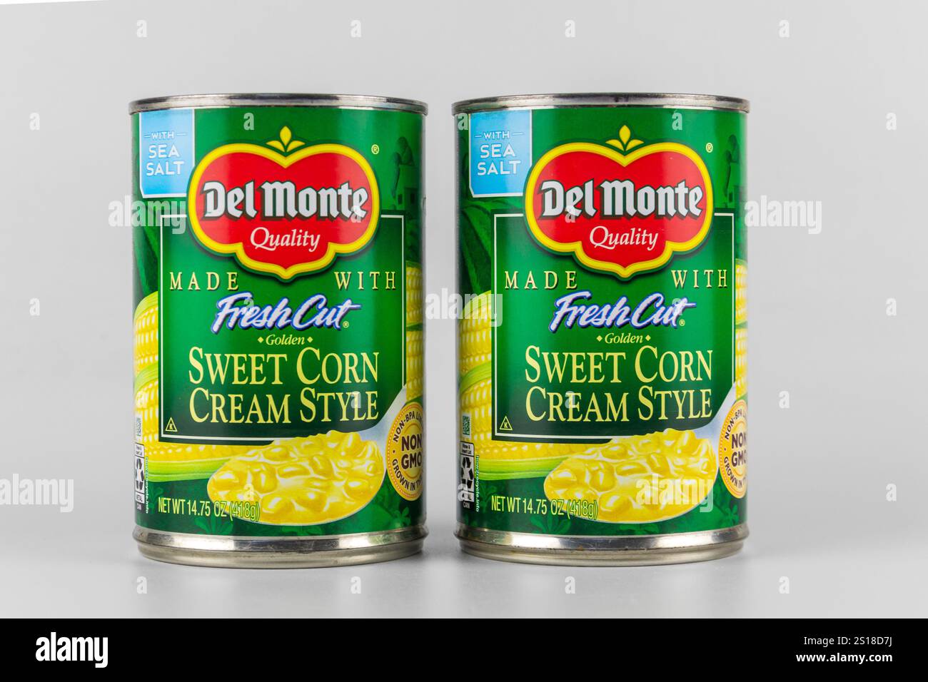 ST. PAUL, MN, USA 1er JANVIER 2025 :emballage Del Monte Sweet Corn Cream style et logo de marque. Banque D'Images