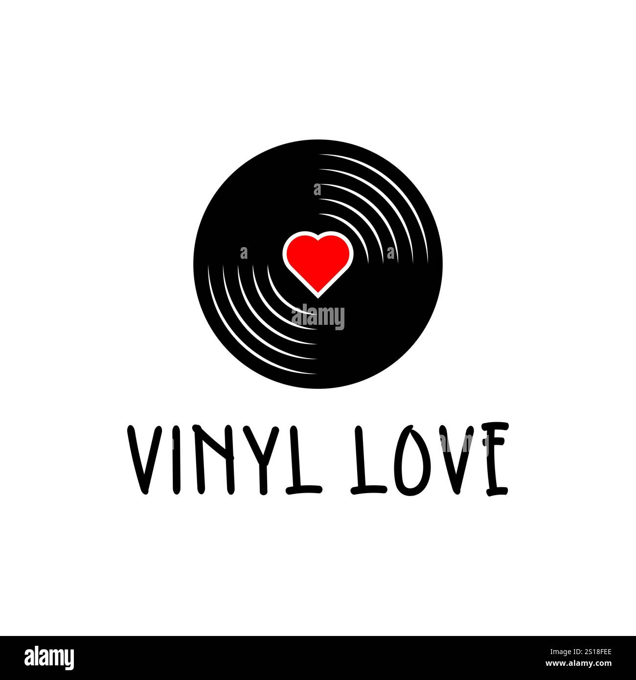 Vinyle Disk Music avec design de logo de coeur illustration vectorielle. Illustration de Vecteur