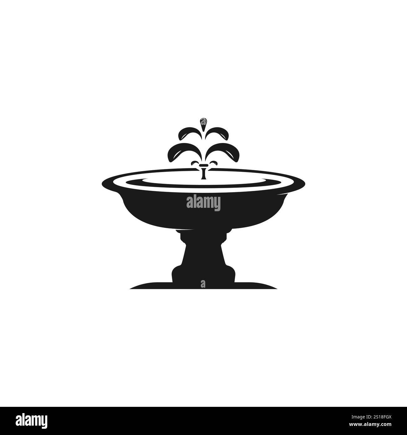 Vector Water Fountain Stone Garden Decoration logo icône silhouette de conception Illustration de Vecteur