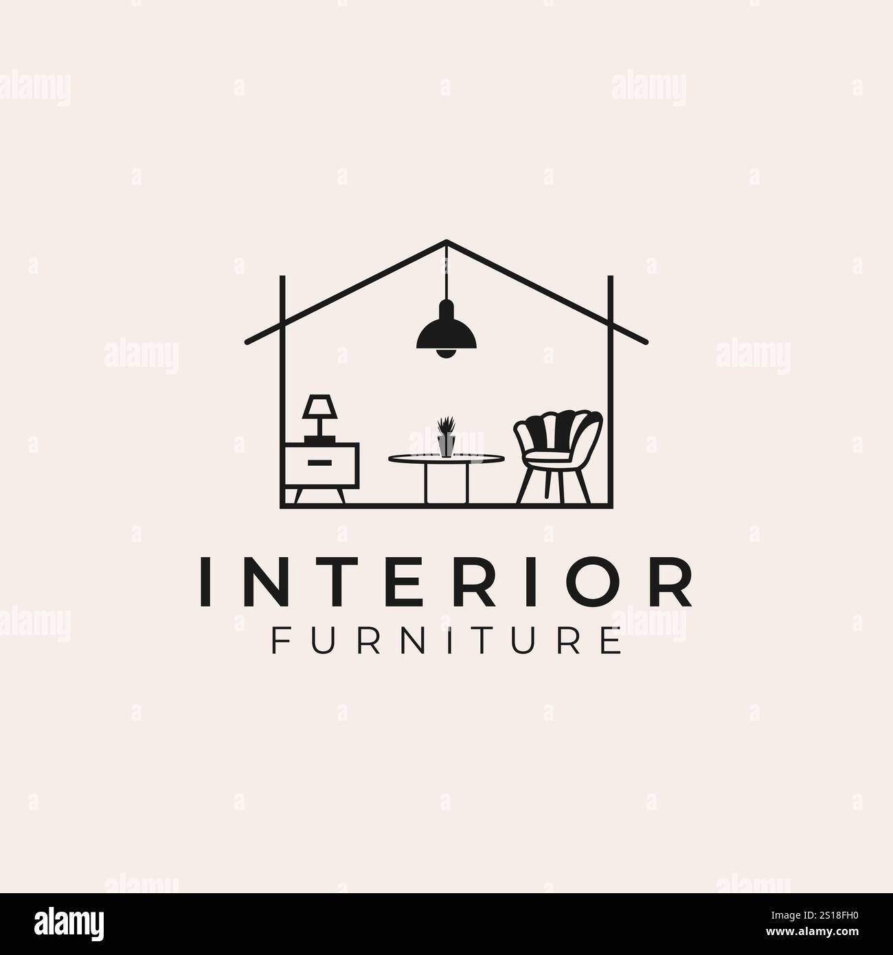 Logo maison, lampe, étagère à tiroirs, chaise maison Meubles logo designs concept Vector, modèle de logo mobilier Illustration de Vecteur