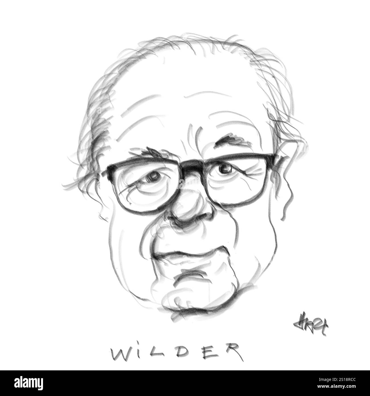 Pencilportrait de Billy Wilder Banque D'Images