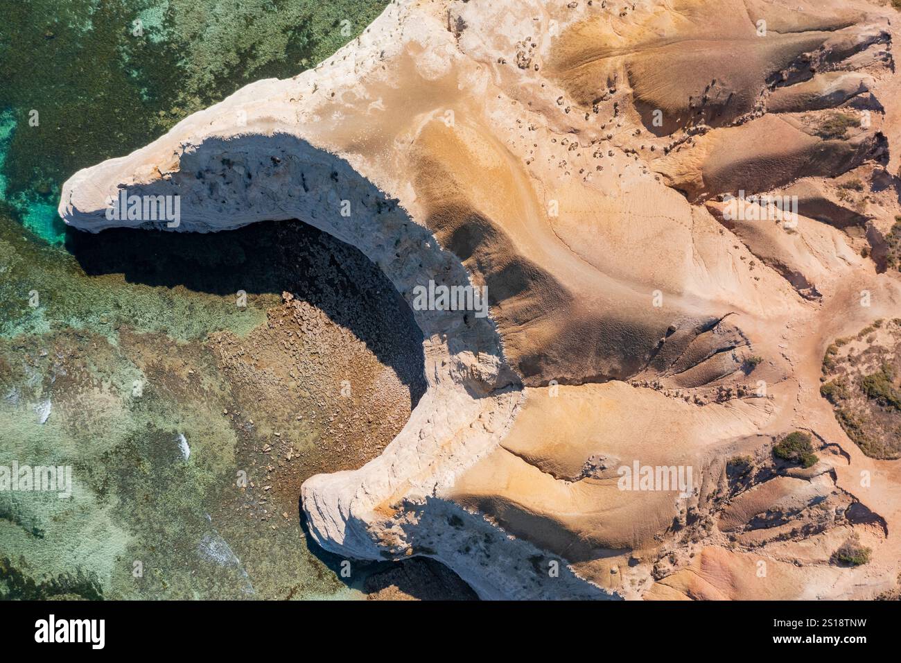 Vue aérienne des falaises érodées de Maslin Beach en Australie méridionale Banque D'Images