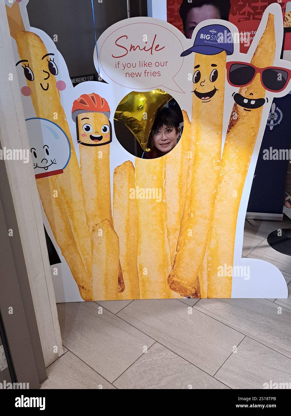 Affiche des frites au restaurant Flyway à Irving Oil Big Stop à Aulac, Nouveau-Brunswick, Canada Banque D'Images