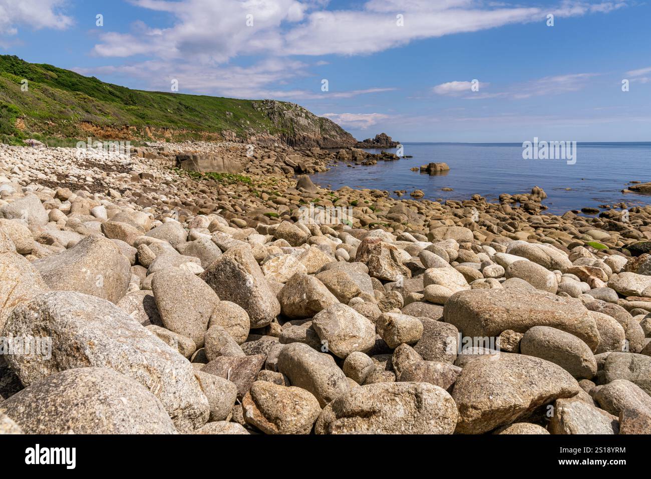 Côte de la mer celtique et falaises à St Loy's Cove, Cornouailles, Angleterre, Royaume-Uni Banque D'Images
