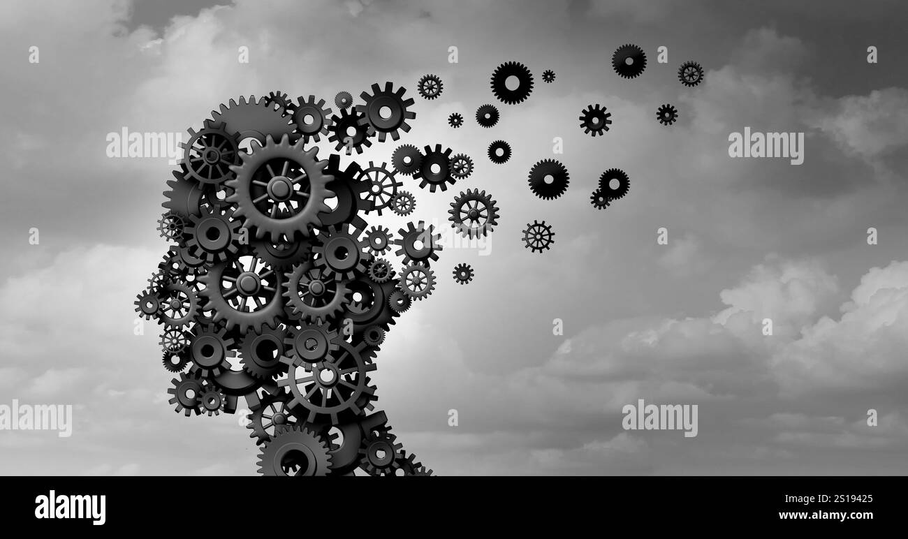 Trouble neurologique et la maladie d'Alzheimer comme une neuropathologie perte de mémoire due à la dégénérescence cérébrale et le déclin comme une neurologie médicale surréaliste illne Banque D'Images