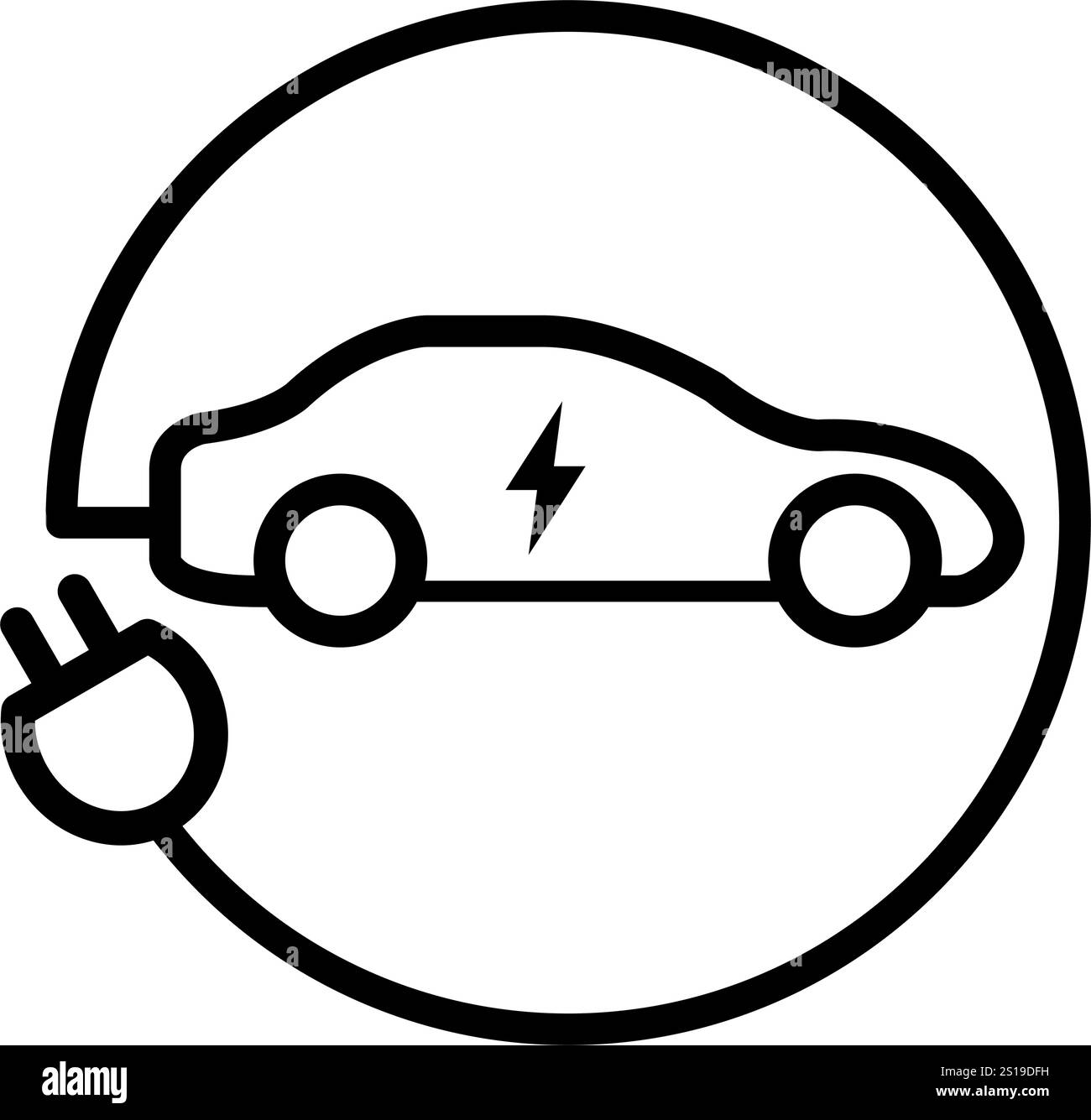 Voiture électrique EV avec symbole d'icône de prise, concept de véhicule respectueux de l'environnement. illustration vectorielle Illustration de Vecteur