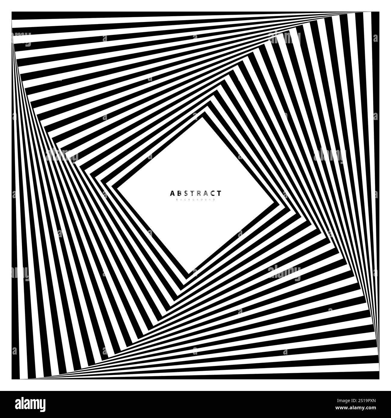 Illusion d'optique noire et blanche carrée. Motif abstrait à rayures ondulées Illustration de Vecteur