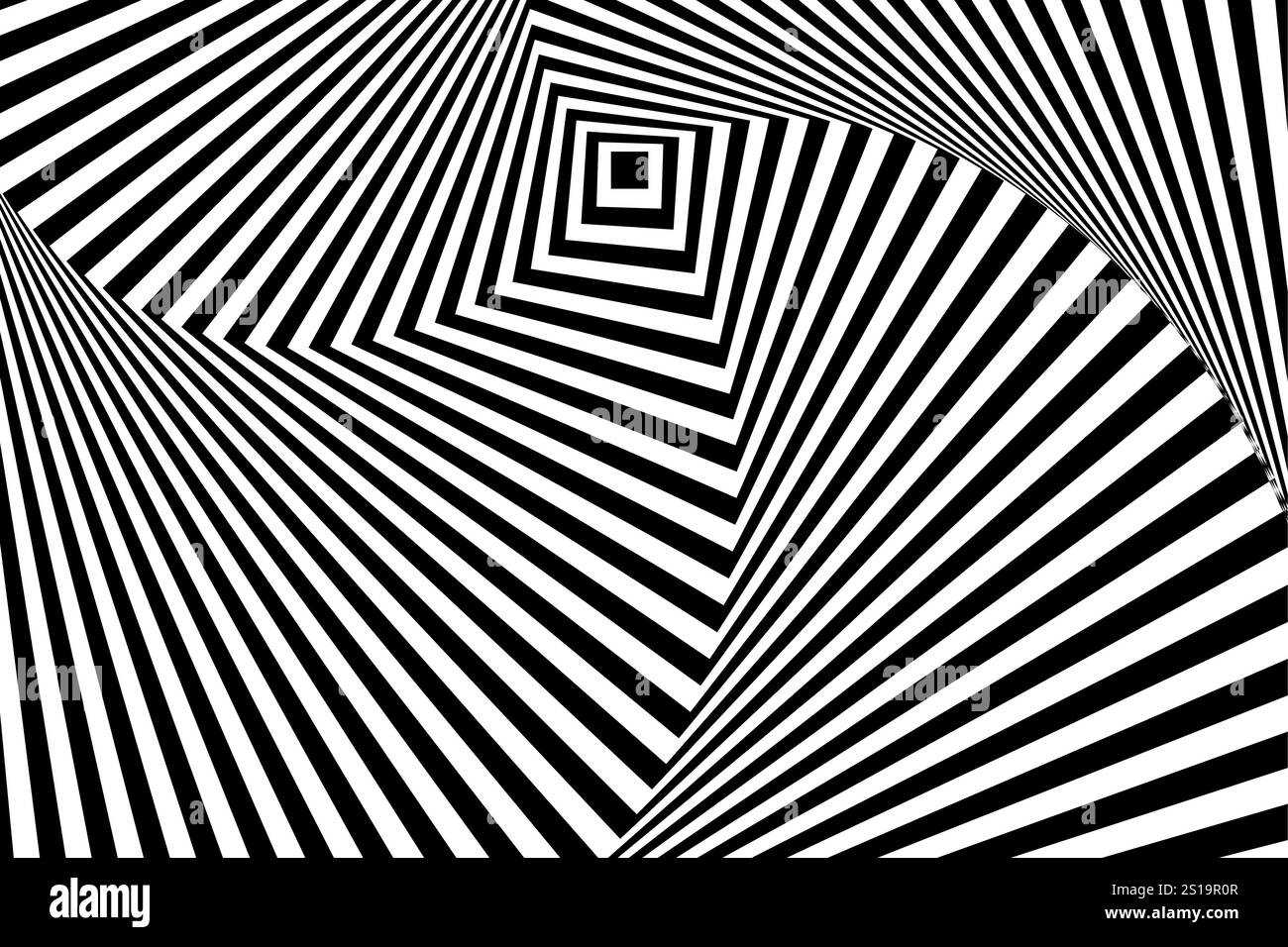 Illusion d'optique noire et blanche carrée. Motif abstrait à rayures ondulées Illustration de Vecteur