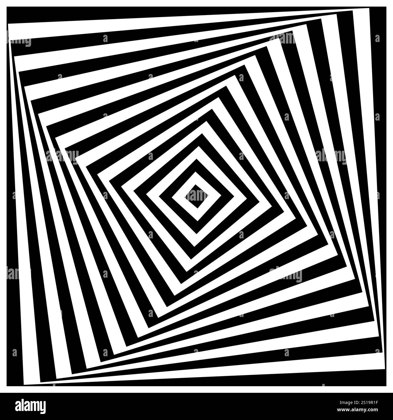 Illusion d'optique noire et blanche carrée. Motif abstrait à rayures ondulées Illustration de Vecteur