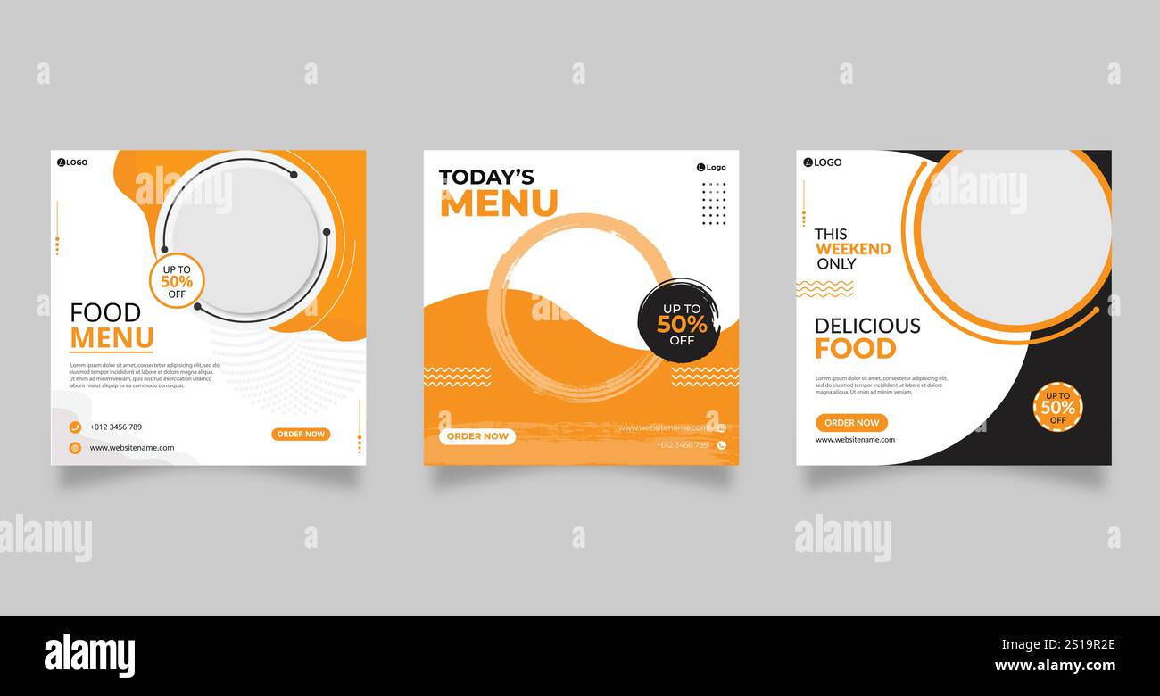 Modèle de bannière de menu alimentaire, modèle de publication sur les médias sociaux Illustration de Vecteur