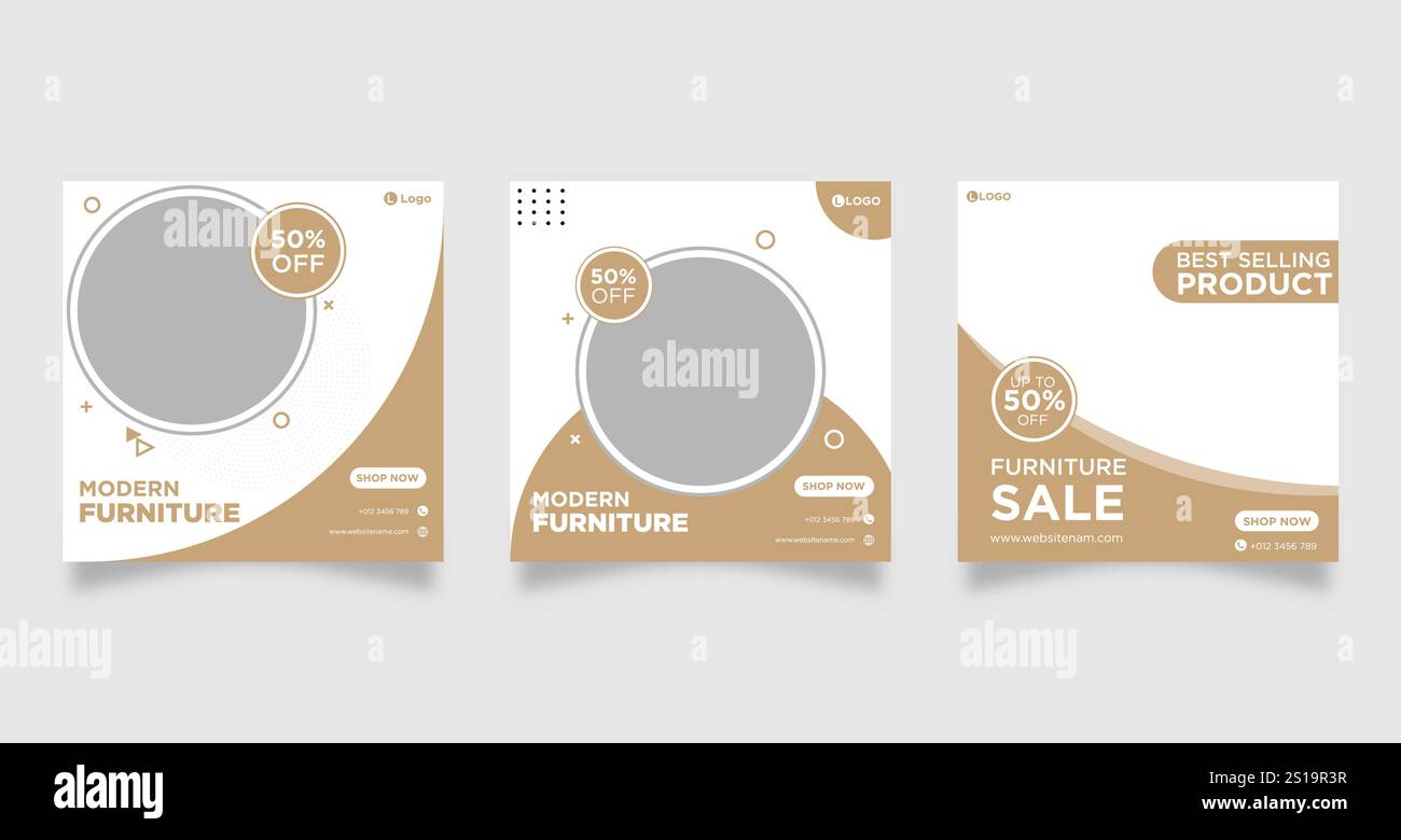 ensemble de modèle de bannière de publication de médias sociaux de vente de meubles. Illustration de Vecteur