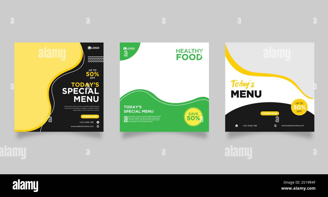 Modèle de bannière de menu alimentaire, modèle de publication sur les médias sociaux Illustration de Vecteur