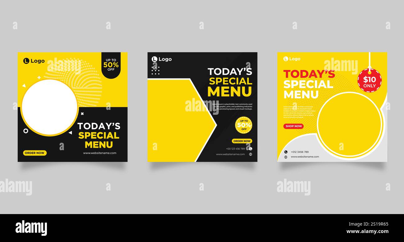 Modèle de bannière de menu alimentaire, modèle de publication sur les médias sociaux Illustration de Vecteur